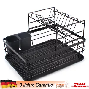 Abtropfkorb Geschirrtrockner Abtropfgestell Geschirrständer Edelstahl Schwarz ! - Bild 1 von 12