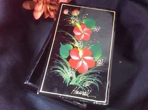 Joyero vintage de baratija hawaiana de papel de pintura laca coleccionables patrimoniales - Imagen 1 de 11