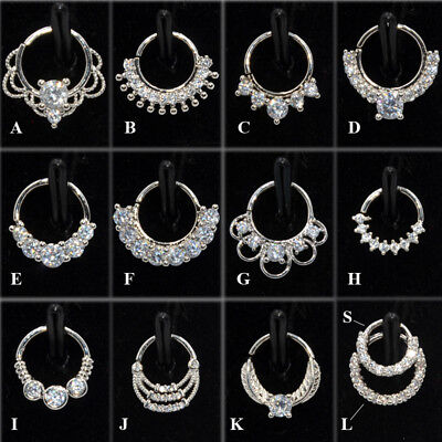 Silver CZ Septum Ring Septo Piercing Tragus Helix Cartilage Earring Nose Jewelry • 1.99€
