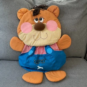 Vintage 1980s Russ Booboo Teddy Bear Pajama Bag Plush Soft Wall Hanging Nursery - Picture 1 of 7
