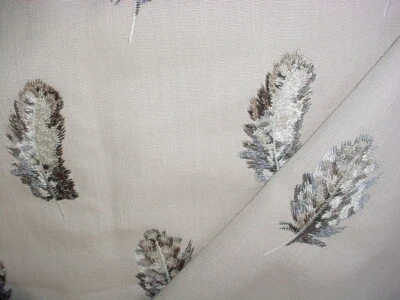 Clarke & Clarke F1082 Plumis Charcoal Emboidered Feather Upholstery Fabric - Image 1 of 3