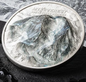 Cook Islands 10 dollars 2023 First Ascent MOUNT EVEREST 2 oz silver coin proof - Picture 1 of 4