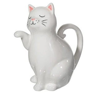 Gießkanne Katze weiß Katzenkanne 19 cm Kanne Wasser Blumenkanne - Bild 1 von 2