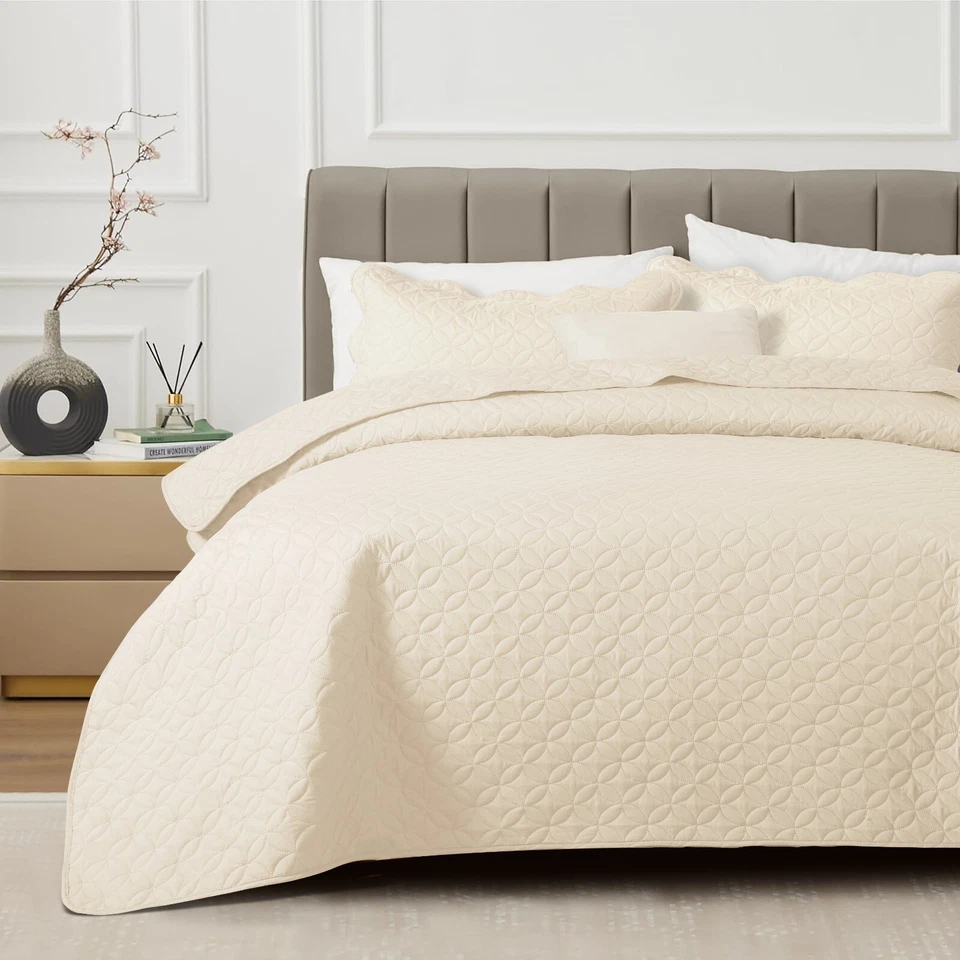 Juego de ropa de cama colcha de lujo 3 piezas acolchado colcha cama tamaño queen king Foto 1 de 1