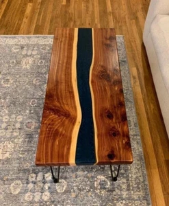 Minimalist Wood & Resin Table – Custom Epoxy Design for Dining or Coffee - Picture 1 of 7