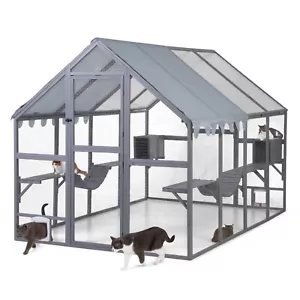 110" L Catio Outdoor Cat Enclosure XL Large Cat Catio for Multiple Cats Wooden - Picture 1 of 13