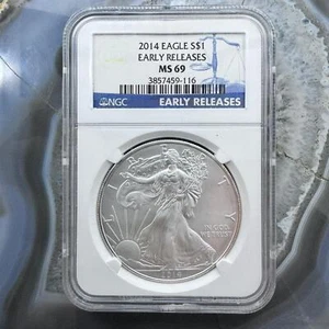 2014 US 1.0oz Early Release American Silver Eagle NGC MS69 #3857459-116EG - Picture 1 of 6