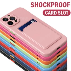 Case For iPhone 16 15 14 13 Pro MAX 12 11 XR 8 Card Slot Holder Soft Phone Cover - Picture 1 of 22