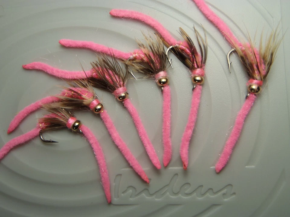 Irideus Horner's Pulaski Nueva York Gusano Rosa Cabeza de Acero Pesca con Mosca Moscas Río Foto 1 de 4