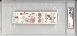 1961 Milwaukee Braves HANK AARON 253rd Home Run Full Ticket PSA 5 EX - Imagen 1 de 2