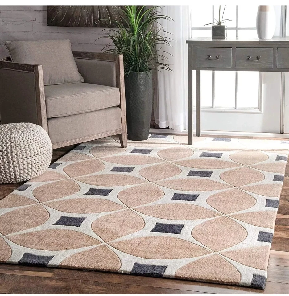 Alfombra Área Lana Mechonada a Mano, Alfombra de Área, Alfombra Mechonada a Mano 100% Lana 5X8|8X10|9X12 Foto 1 de 3