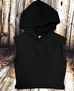 VICTORIAS SECRET PINK || Cropped Sleeveless Hoodie in Black - SZ XS - Picture 1 of 9