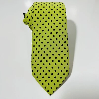 Rara corbata Dolce&Gabbana delgada de seda verde lima con puntos negros 58,5x2,5” moderna Foto 1 de 4