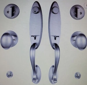 NEWBANG Set Doppio Manico Ovale Serratura Chiave Uguale Nichel Satinato Chiave e Manichino Nuovo - Foto 1 di 6