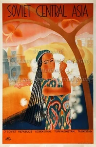 Soviet Vintage Travel Poster or Rolled Canvas Print "Soviet Central Asia" - Picture 1 of 1