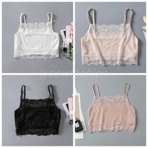 Lace Bralette Top Camisoles Half Cami Mulberry Silk Basic Layer Tube Lingerie - Picture 1 of 14