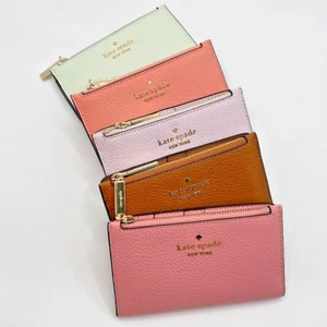 NUEVO CON ETIQUETAS Kate Spade Leila Pequeña Delgada Doble Cartera de Cuero Cálida WLR00395 - Imagen 1 de 21