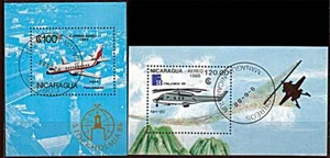 NICARAGUA 1988 PLANES & HELICOPTERS x2 S/S CTO STAMP SHOWS 💲FREE SHIPPING💲 - Picture 1 of 1