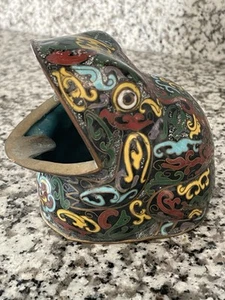 Early 20th Century Cloisonne Chinese Frog Cigar Ashtray Black - Picture 1 of 8