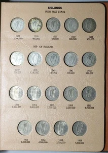 1928 1967 Ireland 3 Pence 6 Pence Shilling Complete 67 Coin Set Dansco Album - Picture 1 of 9