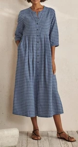 Poetry Leinen Karo Midikleid •US 10 UK 14• Bescheiden Langarm Midi Lagenlook - Bild 1 von 13