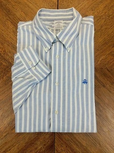 Brooks Brothers Oxford Button Up Shirt XXL Blue Striped Supima Cotton Original - Picture 1 of 10