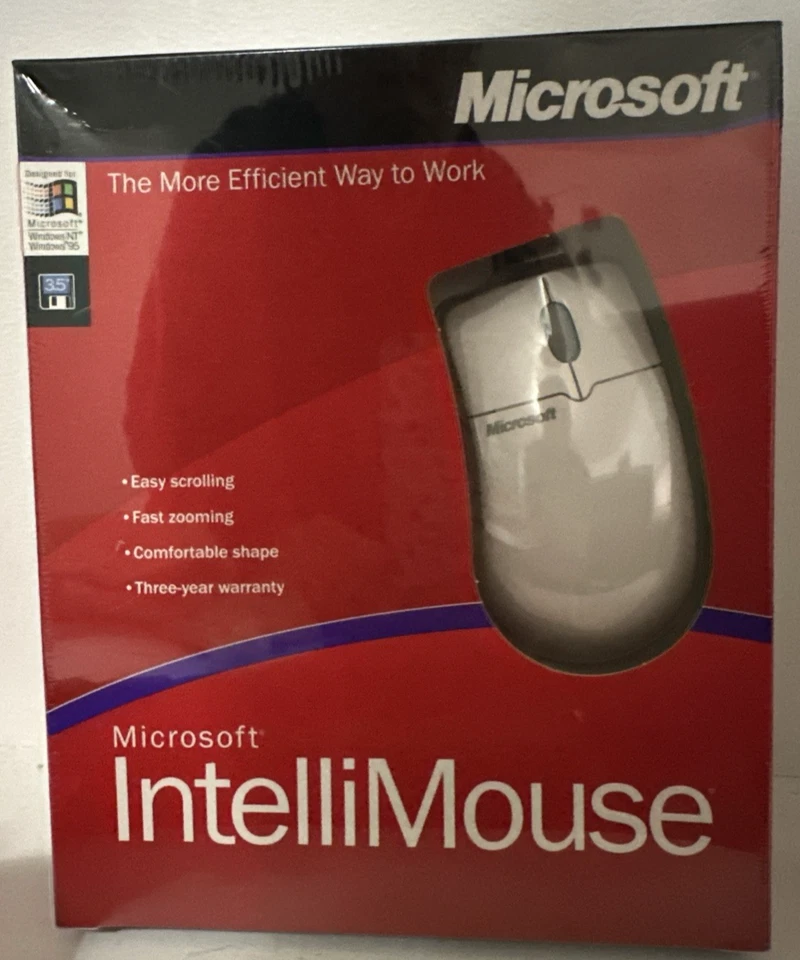 NEW- Microsoft IntelliMouse # X03-54955 Complete Shrink Wrap Still Intact 1998 - Image 1 of 4