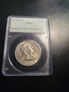 1954-S Franklin Half Dollar MS65 PCGS Old Green Label - Picture 1 of 6