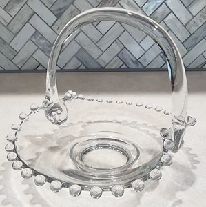 Vintage Imperial Glas Kerzendocht kleiner Korb Schale mit Henkel - Bild 1 von 7