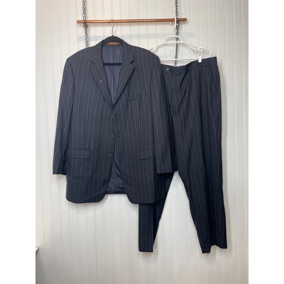 Traje Blazer Michael Kors Azul Marino Rayas Pura Nuevo Lana Mono Pecho 44L Foto 1 de 4