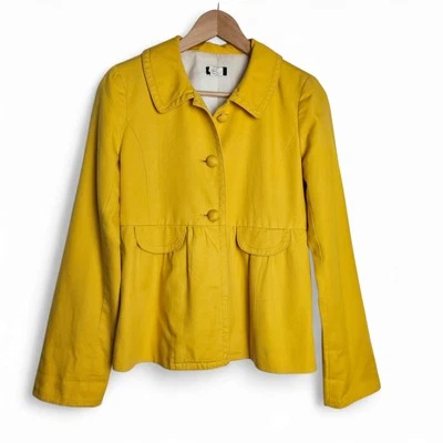 J. Blazer Crew feminino amarelo peplum jaqueta 3 botões tamanho 4 - Imagem 1 de 4