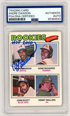 Montreal Expos Andre Dawson firmado 1977 Topps radiocontrol con patio 2010 PSA 10 automático Foto 1 de 2