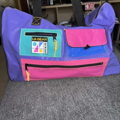 VTG 80s 90s Retro Neon Colorblock Gym Duffel Travel Bag Vapor Wave LA GEAR - Image 1 of 4
