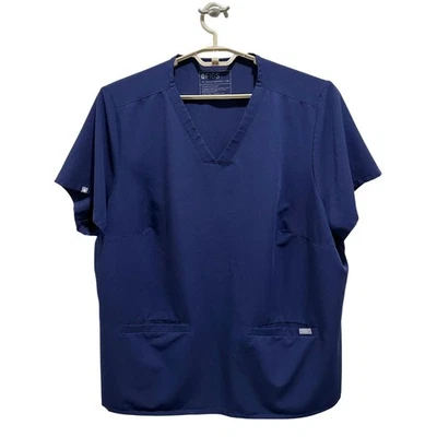 FIGS Technical Collection Scrub Top Women Size 5XL Navy Blue V-Neck Short Sleeve - Image 1 of 4