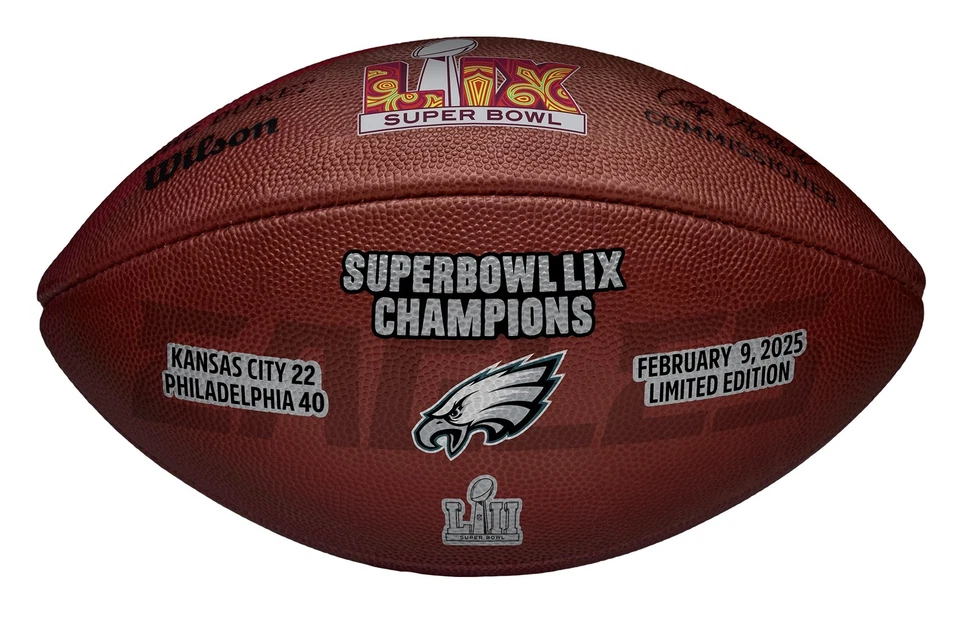 Wilson Philadelphia Eagles Super Bowl LIX Champions Leather Authentic Football