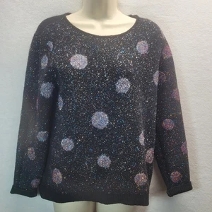 Apt. Pullover 9 schwarz metallic Lametta gepunktet Größe Medium - Bild 1 von 11
