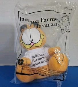 Garfield Stuffed Plush Animal wearing Indiana Farmers Insurance shirt (Read) 5in - Picture 1 of 3