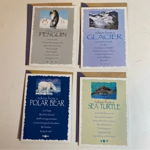 Consejos de un oso polar, tortuga marina, glaciar, pingüino conjunto de 4, 1 de cada uno Foto 1 de 4