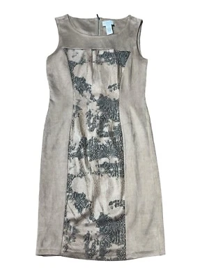 Vestido Vaina Carmen Marc Valvo Imitación Gamuza Piel de Serpiente Tostado/Negro Talla Pequeña Foto 1 de 4