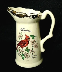 VINTAGE CERAMIC PITCHER  --5" TALL -- CARDINAL -- VIRGINIA -- MINT CONDITION - Picture 1 of 2