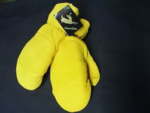 Gen Deerskin Chopper Mittens Gold ButterSoft Suede Removable Liner #550 Gloves - Picture 1 of 10