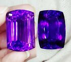 45-50 Cts Brazilian Certified Amethyt Loose Gemstone Faceted Authentic 2 Pcs
