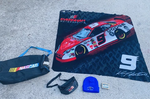 NASCAR Dale Earnhardt #3 Leather Fanny Pack -Blanket, Sock Hat & Cards Cover