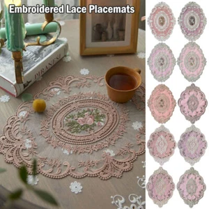 4x Lace Placemat Coaster Embroidered Floral Hollow Table Cover Party Decor AU - Picture 1 of 36
