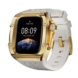 Stainless Steel Rugged Case Bumper For Apple Watch Series 10 46mm w/ Rubber Band - Picture 1 of 16