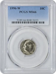 1996-W Roosevelt Dime MS66 PCGS - Picture 1 of 2