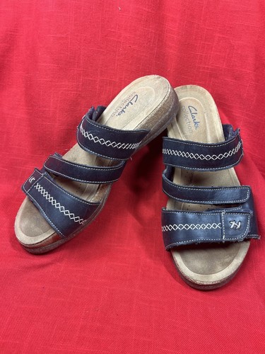 Sandali donna Clarks taglia 7 5 Roseville Bay neri in pelle ottimo cd