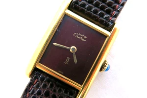 Cartier Tank Must de Brown Dial 21mm 925 silver Gold plated - Manual wind watch - Picture 1 of 21