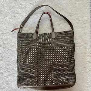 Bally Vintage Brown Genuine Leather Studded Hand/Shoulder/Tote Bag - Picture 1 of 20