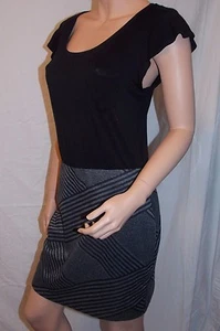 Fishbowl Scoop-neck Cap Sleeves Dress Color Black with Gray Large - Picture 1 of 6